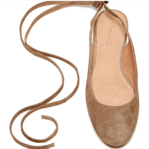 New In Box Madewell Tan Lace Up Ballet Flats 9 1/2 - Picture 3 of 7